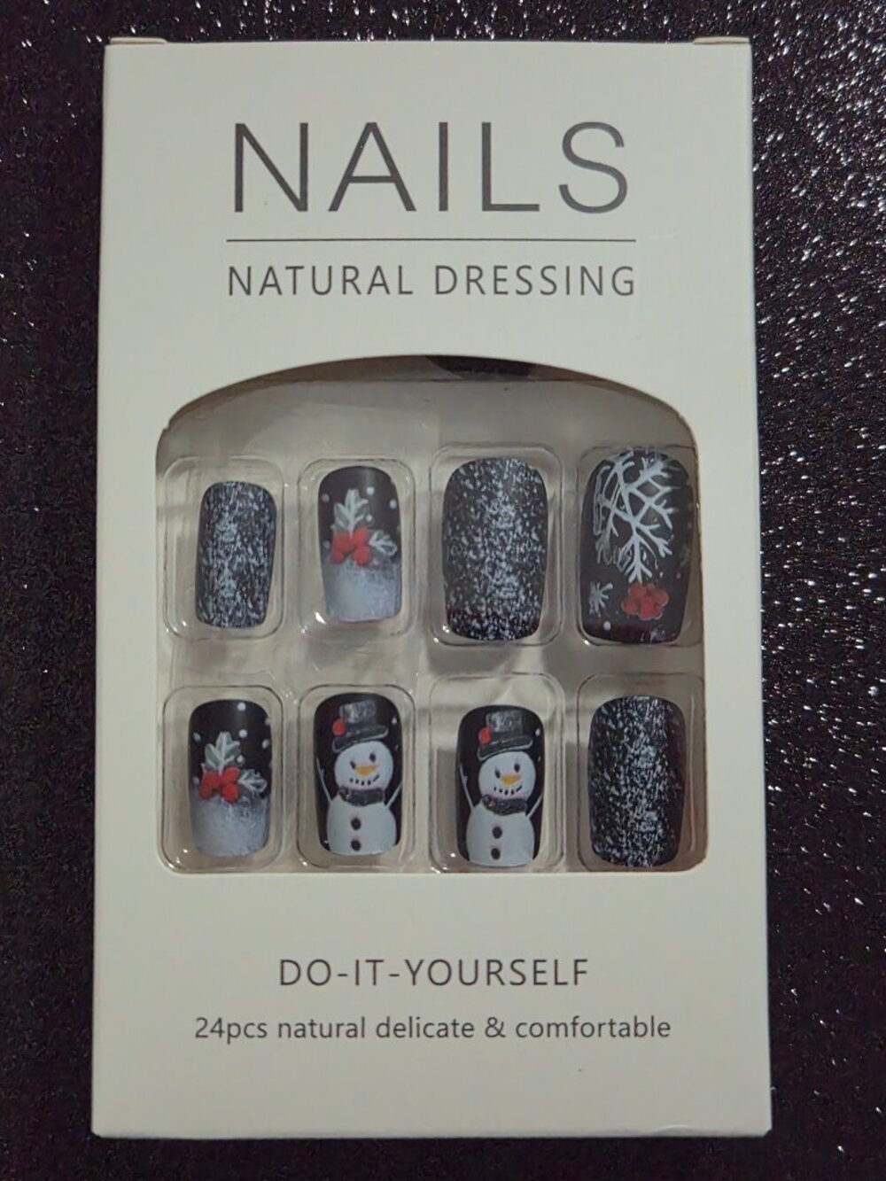 Short Square Shaped Snowman Themed Press On Nails (Set of 24)